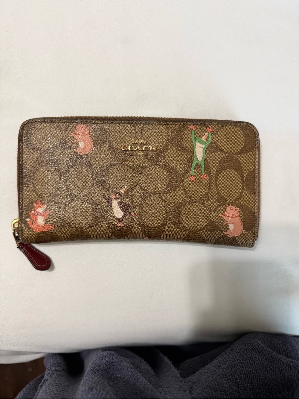 Coach Signature Party Animals Accordion Zip Wallet